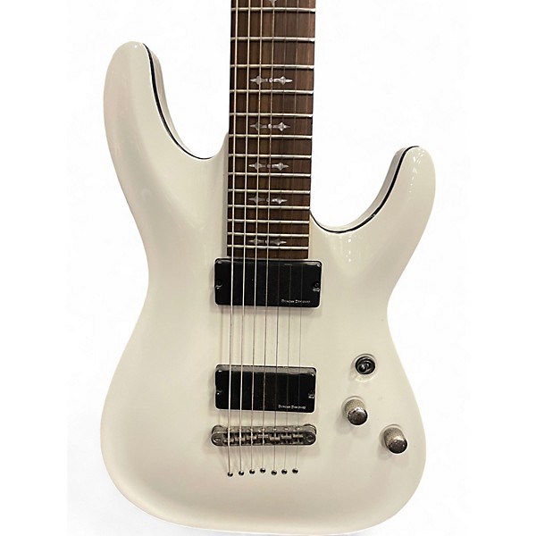 Used Schecter Guitar Research Demon 7 String White Solid Body Electric Guitar