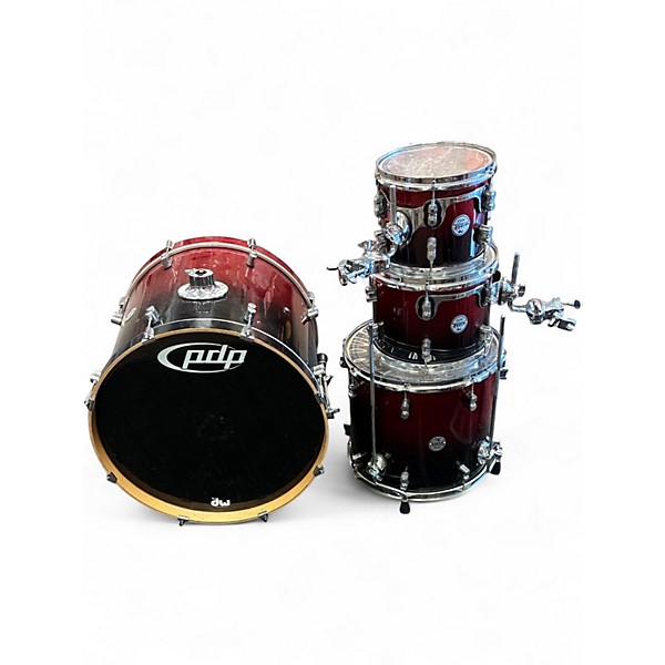 Used PDP by DW 4 Piece Concept Series Red to Black Fade Drum Kit