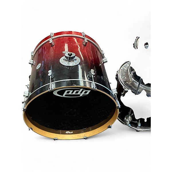 Used PDP by DW 4 Piece Concept Series Red to Black Fade Drum Kit