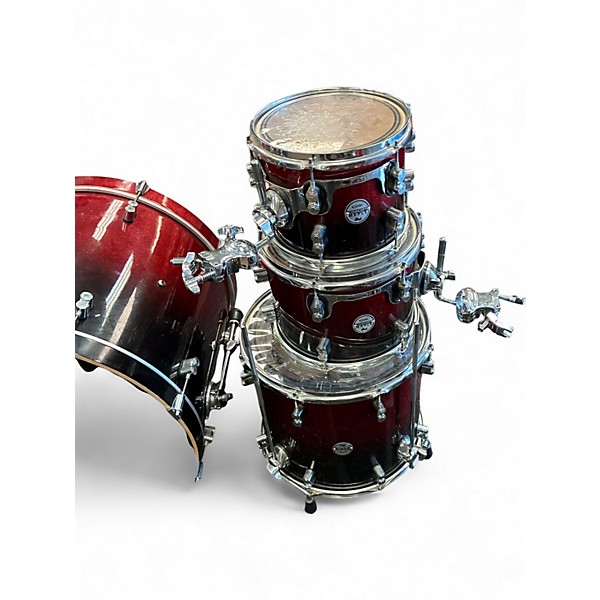 Used PDP by DW 4 Piece Concept Series Red to Black Fade Drum Kit