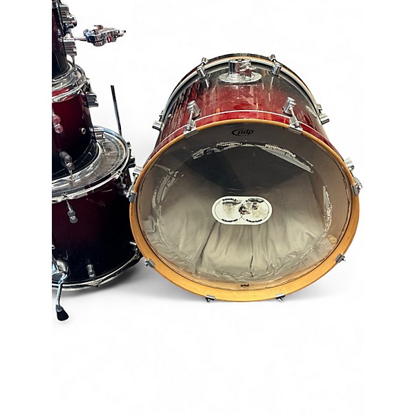 Used PDP by DW 4 Piece Concept Series Red to Black Fade Drum Kit