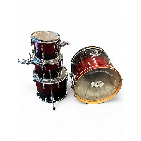 Used PDP by DW 4 Piece Concept Series Red to Black Fade Drum Kit