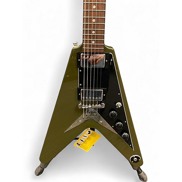 Used 2024 Epiphone Exclusive Run Flying V olive drab Solid Body Electric Guitar