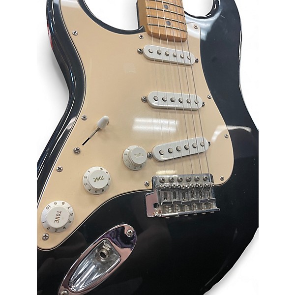 Used Fender Standard Stratocaster Left Handed Black and White Electric Guitar