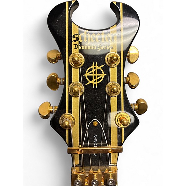 Used Schecter Guitar Research sinister custom-s Black and Gold Solid Body Electric Guitar