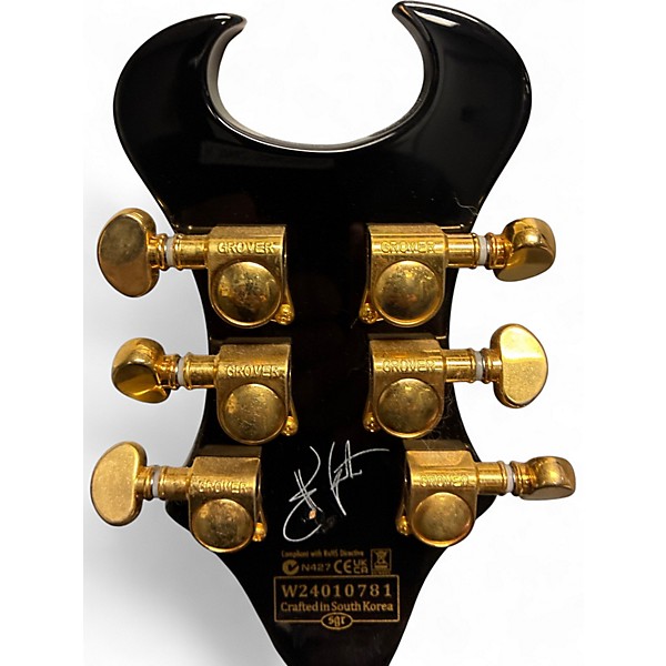 Used Schecter Guitar Research sinister custom-s Black and Gold Solid Body Electric Guitar