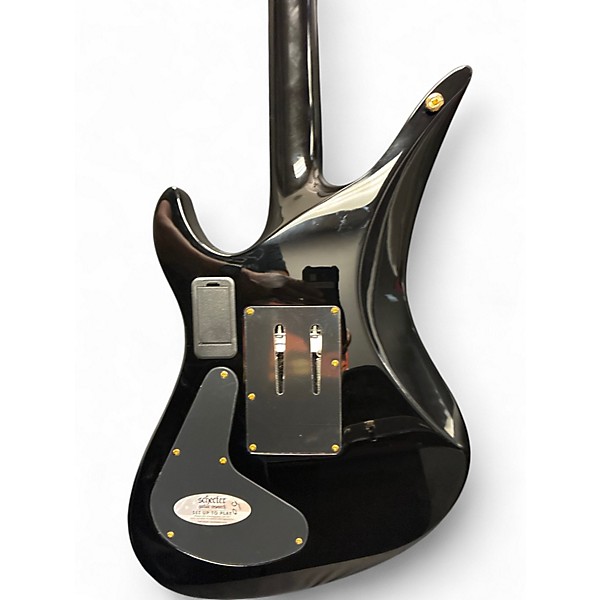 Used Schecter Guitar Research sinister custom-s Black and Gold Solid Body Electric Guitar