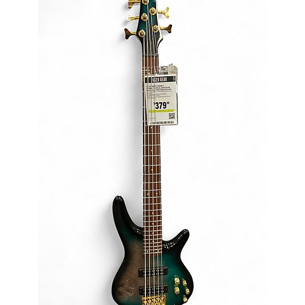 Used Ibanez SR405 5 String Tropical Seafloor Burst Electric Bass Guitar