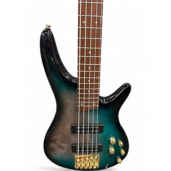 Used Ibanez SR405 5 String Tropical Seafloor Burst Electric Bass Guitar