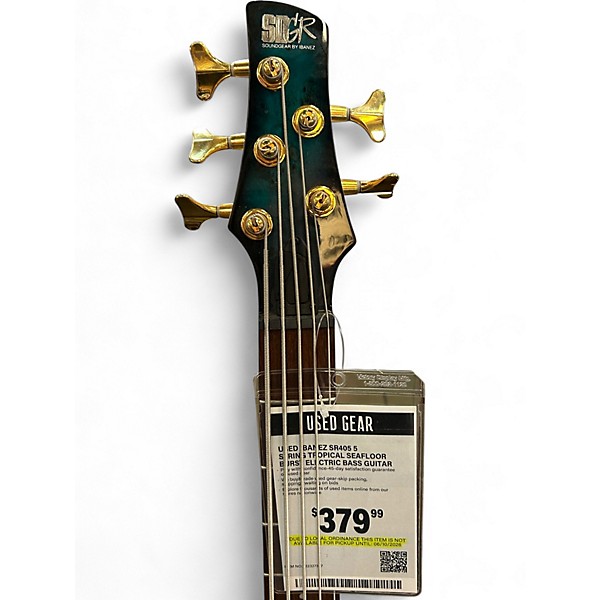 Used Ibanez SR405 5 String Tropical Seafloor Burst Electric Bass Guitar