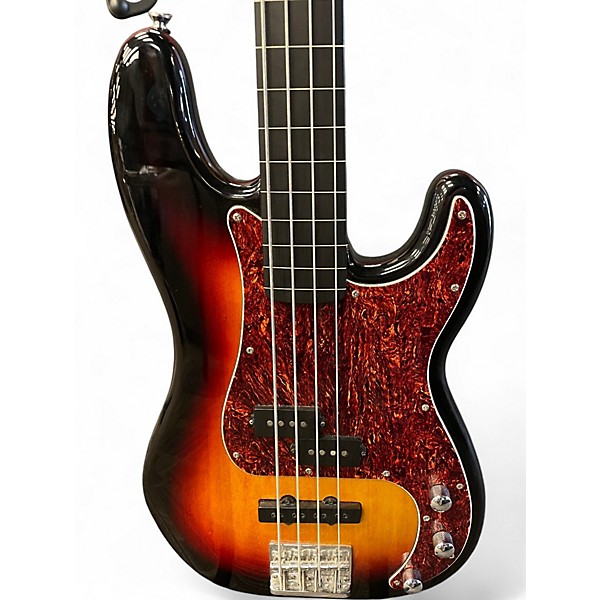 Used Squier PJ Fretless Bass sunburst Electric Bass Guitar