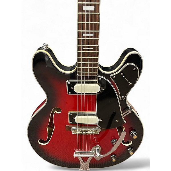 Used Univox Custom Crimson Red Burst Hollow Body Electric Guitar