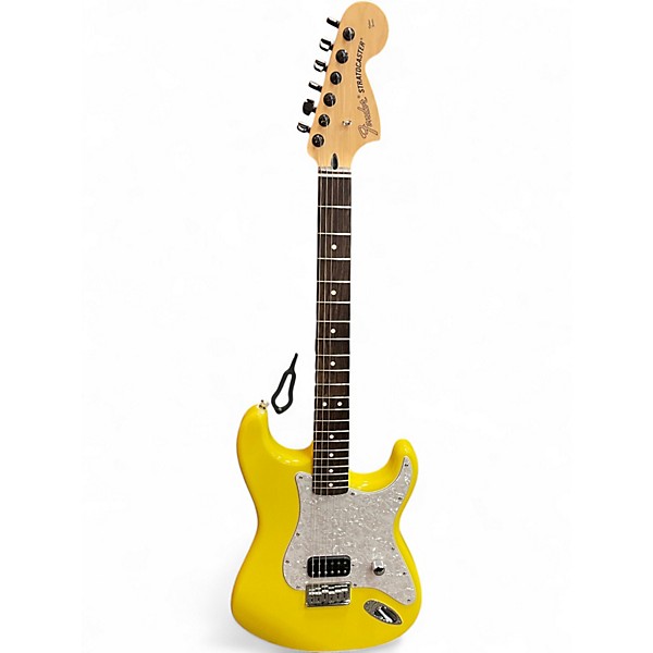 Used Fender Tom Delonge Signature Stratocaster Yellow Solid Body Electric Guitar