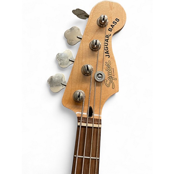 Used Squier Short Scale Vintage Modified Jaguar Metallic Silver Electric Bass Guitar