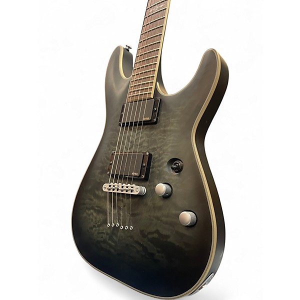 Used Schecter Guitar Research C1 Platinum Trans Black Solid Body Electric Guitar