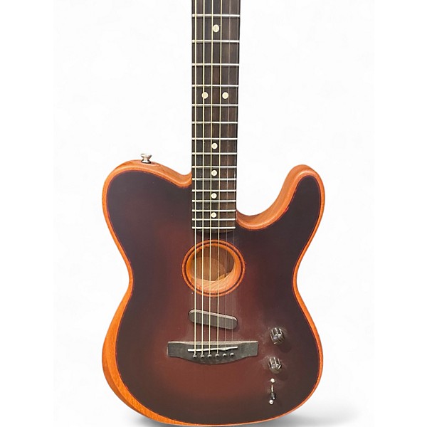 Used Fender American Acoustasonic Telecaster All Mahogany Bourbon Burst Acoustic Electric Guitar