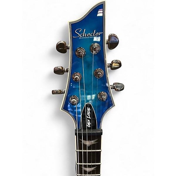Used Schecter Guitar Research Omen Extreme 6 Blue Burst Solid Body Electric Guitar