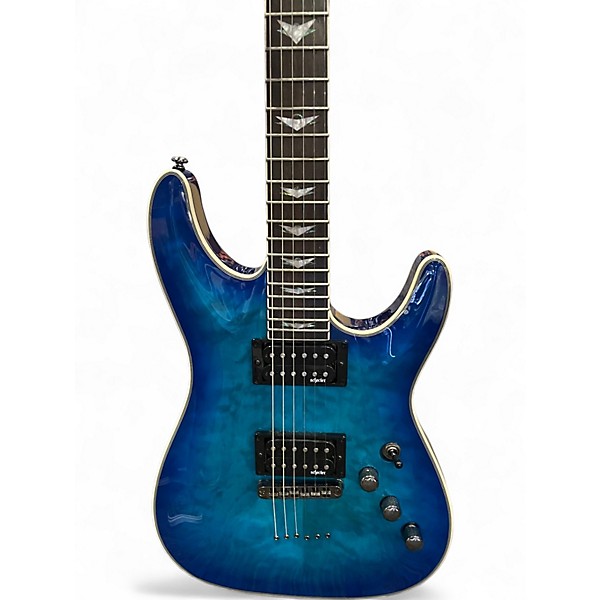 Used Schecter Guitar Research Omen Extreme 6 Blue Burst Solid Body Electric Guitar