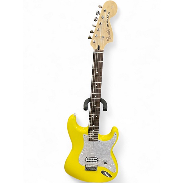 Used Fender Tom Delonge Signature Stratocaster Graffiti Yellow Solid Body Electric Guitar