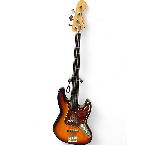 Used Squier Classic Vibe 60s Jazz Bass Fretless 3 Tone Sunburst Electric Bass Guitar