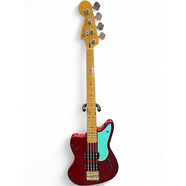 Used Fender Pawn Shop Reverse Jaguar Bass Candy Apple Red Electric Bass Guitar