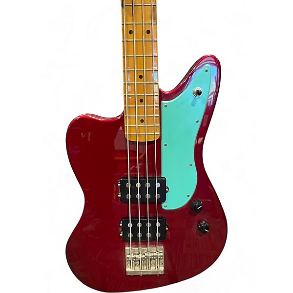 Used Fender Pawn Shop Reverse Jaguar Bass Candy Apple Red Electric Bass Guitar