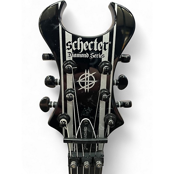 Used Schecter Guitar Research Synyster Gates Signature Standard Black with Silver Pinstripes Solid Body Electric Guitar