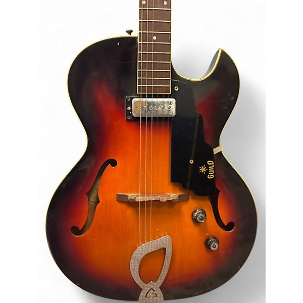 Vintage 1960s Guild T-100 SLIM JIM SUNBURST Hollow Body Electric Guitar
