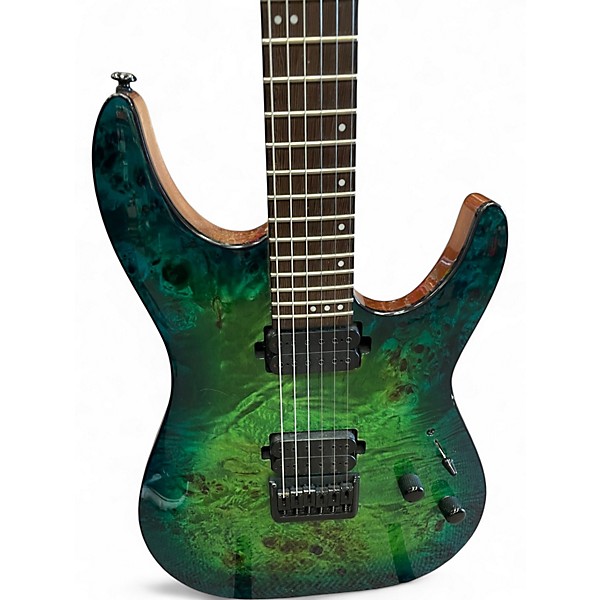 Used Schecter Guitar Research CR-6 BLUE GREEN BURL BURST Solid Body Electric Guitar
