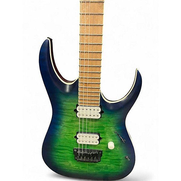 Used Ibanez RGAIX6MQM Surreal Blue Burst Solid Body Electric Guitar