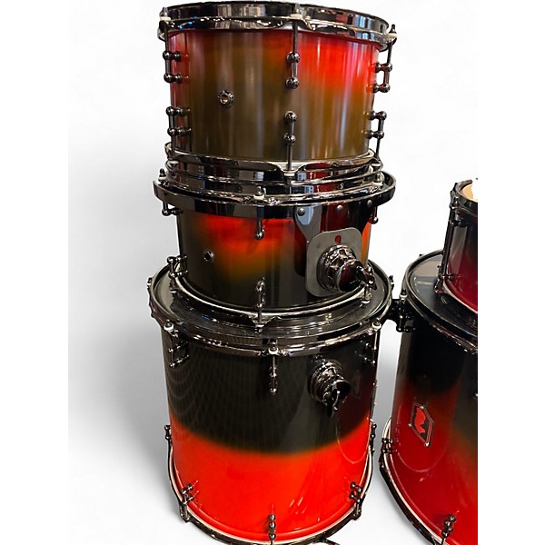 Used Dark Horse Percussion 6 Piece Custom Crimson Red Burst Drum Kit