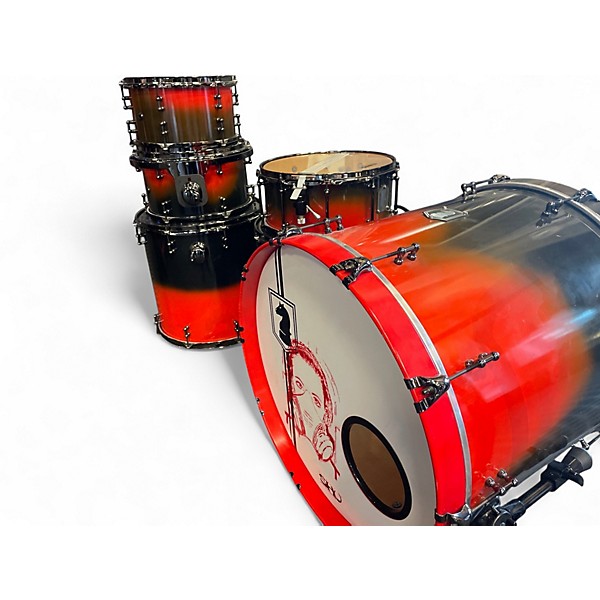 Used Dark Horse Percussion 6 Piece Custom Crimson Red Burst Drum Kit