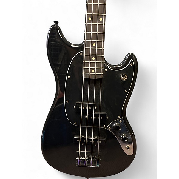 Used Fender Blackout Mustang Bass Black Electric Bass Guitar