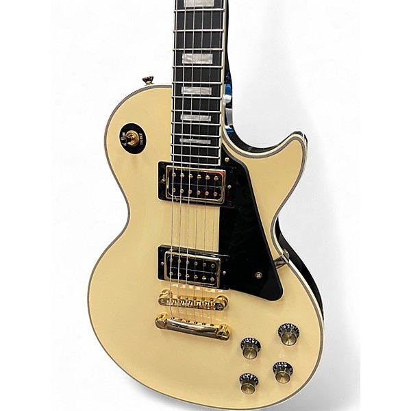 Used Epiphone Les Paul Custom Blackback Pro Antique Ivory Solid Body Electric Guitar