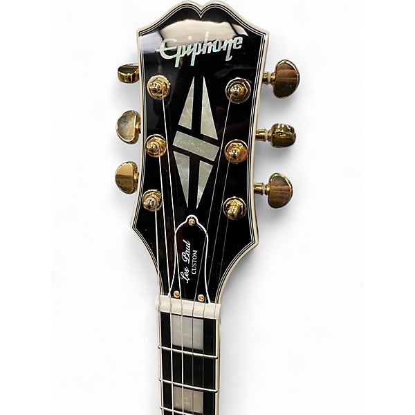 Used Epiphone Les Paul Custom Blackback Pro Antique Ivory Solid Body Electric Guitar