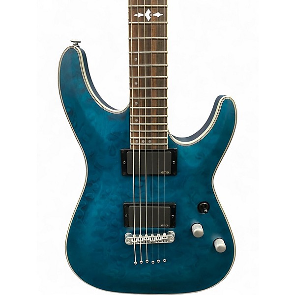 Used 2024 Schecter Guitar Research C1 Platinum Transparent Midnight Blue Solid Body Electric Guitar