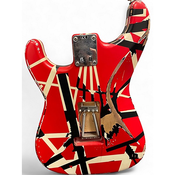 Used EVH Striped Series Frankie WHITE STRIPES RELIC Solid Body Electric Guitar