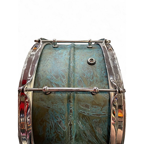 Used Pork Pie 14in PATINA BRASS SNARE DRUM BLUE PATINA Drum