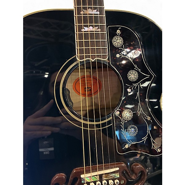 Used Gibson J200 Custom Black and Silver Acoustic Electric Guitar