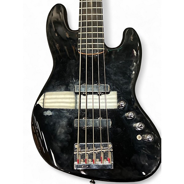 Used Squier Jazz Bass 5 String Black Electric Bass Guitar