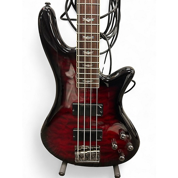 Used Schecter Guitar Research Omen Extreme 4 String Crimson Red Burst Electric Bass Guitar