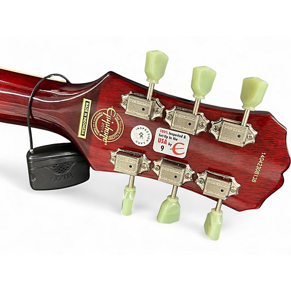Used Epiphone Les Paul Standard Florentine Pro Trans Red Hollow Body Electric Guitar