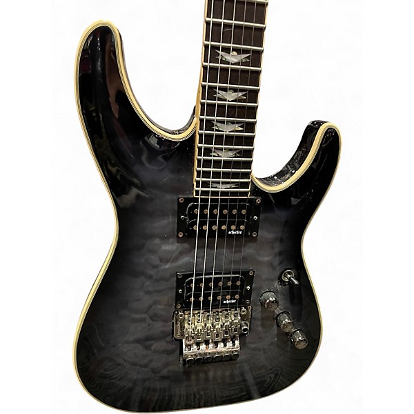 Used Schecter Guitar Research Omen Extreme 6 Floyd Rose Left Handed Trans Black Electric Guitar