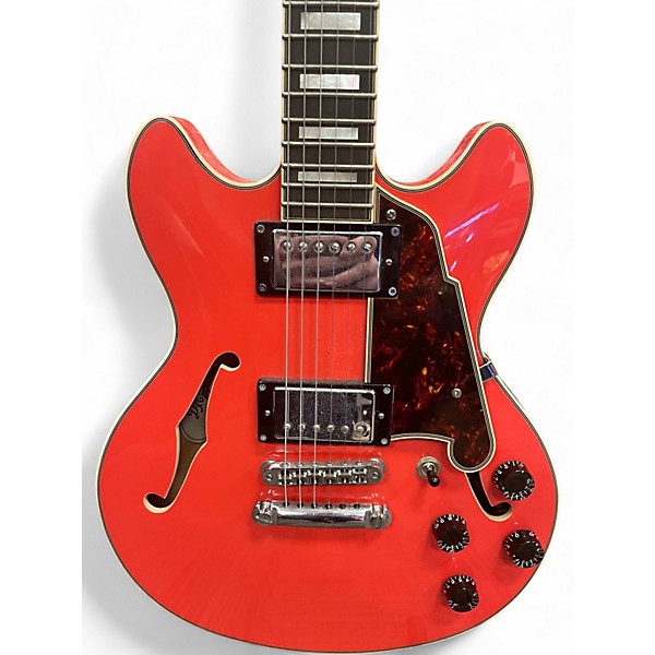 Used D Angelico premier mini dc Fiesta Red Hollow Body Electric Guitar
