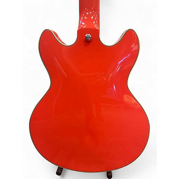 Used D Angelico premier mini dc Fiesta Red Hollow Body Electric Guitar