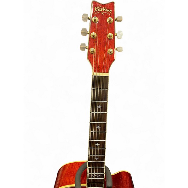 Used 2000s Washburn D17CESWR Red Acoustic Electric Guitar