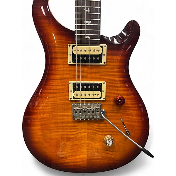 Used PRS SE Custom 24 Black Gold Sunburst Solid Body Electric Guitar