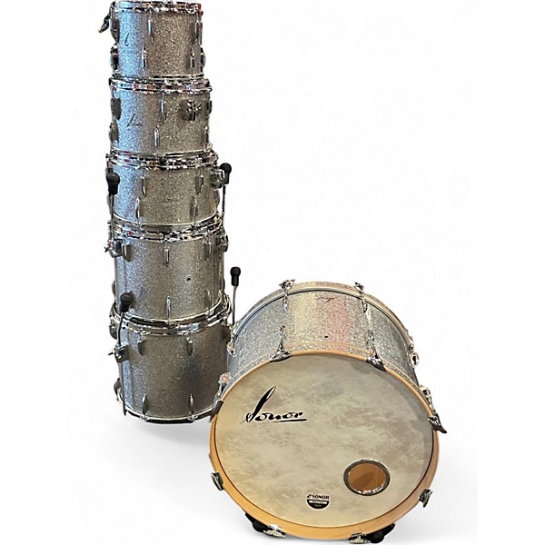 Used SONOR 6 Piece VINTAGE SERIES Silver Sparkle Drum Kit