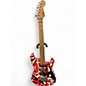 Used EVH Striped Series Frankie Red with Black and White Stripes Solid Body Electric Guitar thumbnail