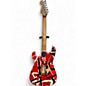 Used EVH Striped Series Frankie Red with Black and White Stripes Solid Body Electric Guitar